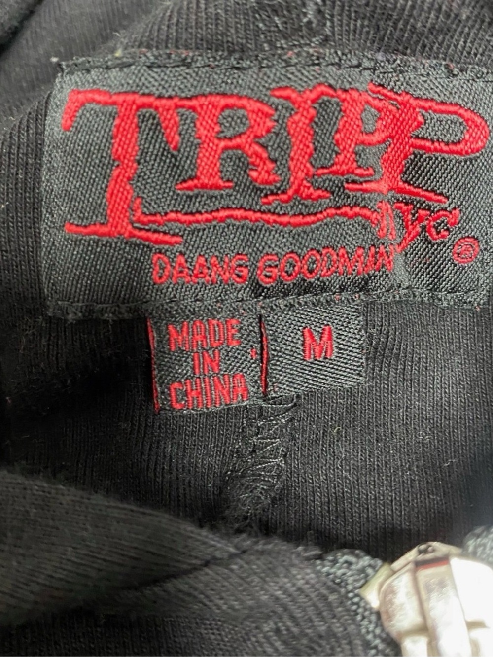 VINTAGE Tripp NYC Y2K Mesh Flare Sleeve Hoodie Goth Black Zip Up - Picture 4 of 9